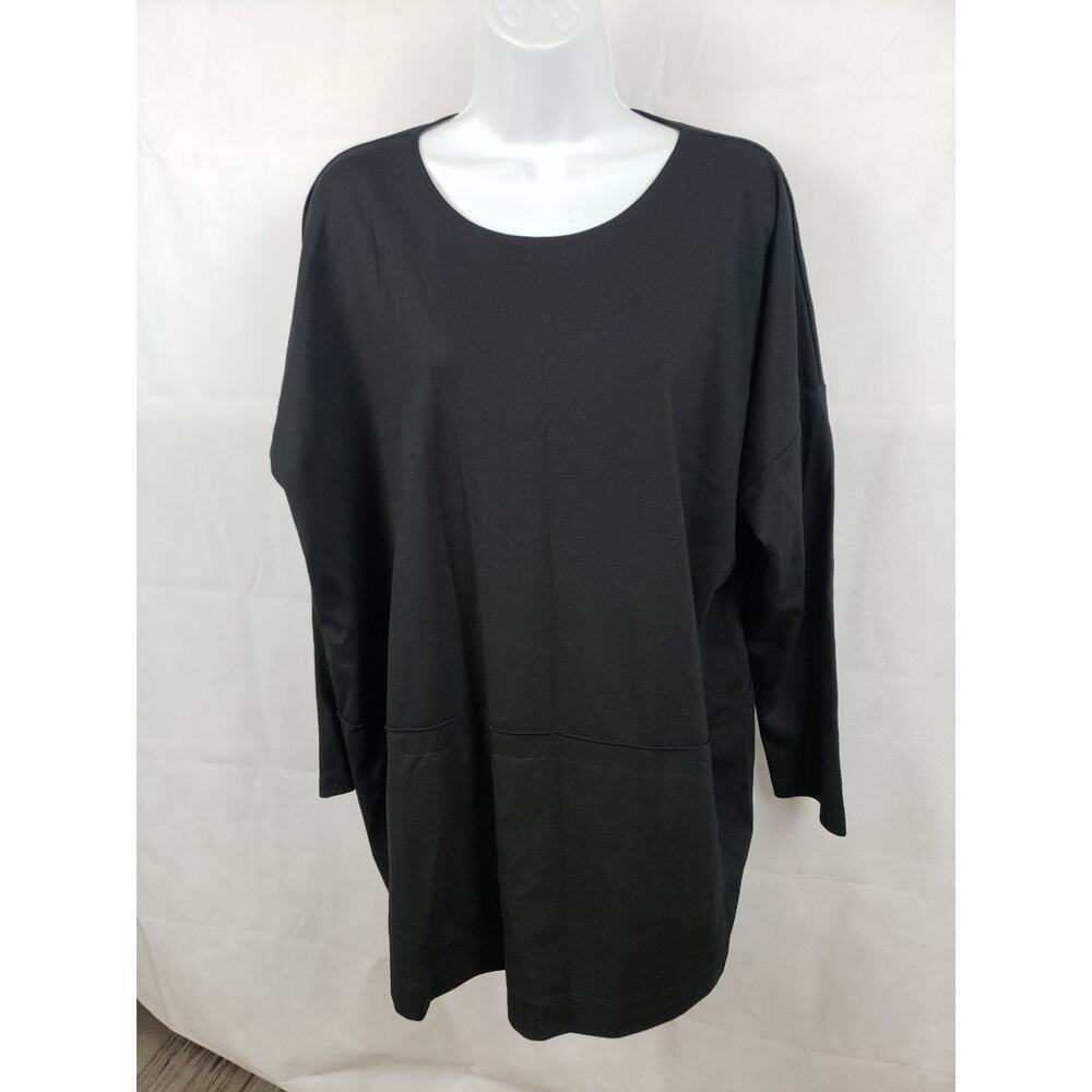 Every Day Wear Spirithouse Womens Knit Lagenlook Black Top Shirt S/M W/ Pockets